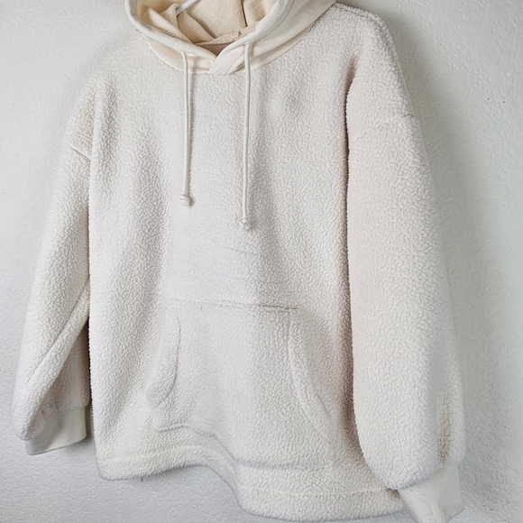 Madewell Resourced Fleece Bubble Sleeve Hoodie Sweatshirt - Picture 3 of 11